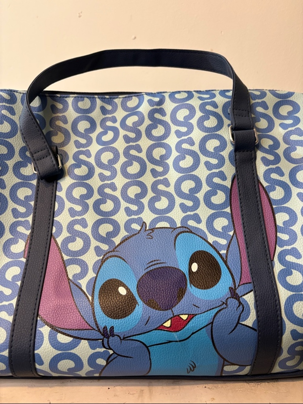 Disney Lilo and Stitch Character Blue Mini Duffle Bag Multi Strap Travel Carryon